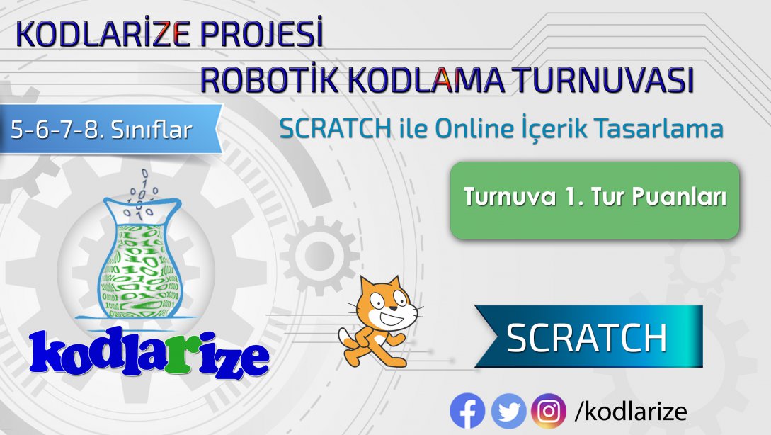 Robotik Kodlama Turnuvası Scratch 1. Tur Puanları ve 2. Tur Tarihleri